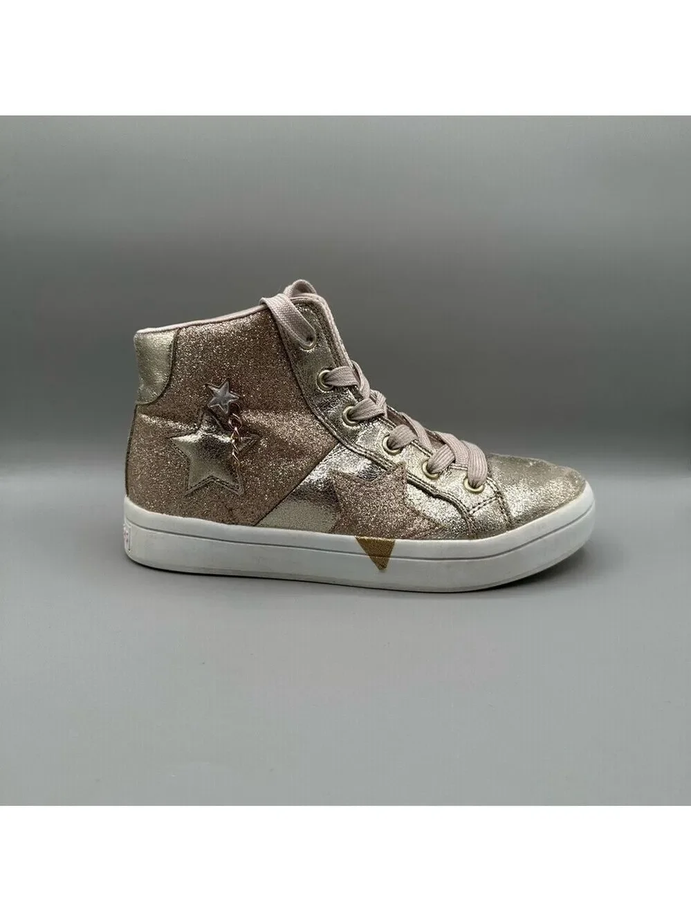 Skechers Girl 4.5 Hi Lite Stellar Shine Sneakers Pink Rose Gold Glitter